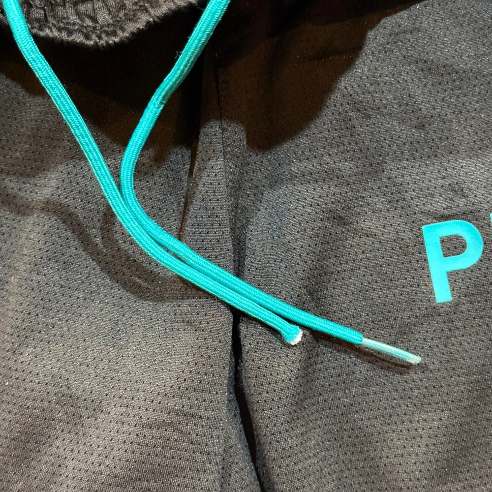 Puma Athletic Mesh Training Shorts Small Black Teal Logo Gym Activewear